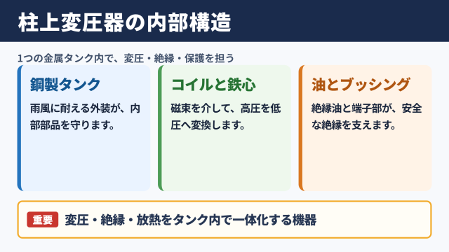 柱上変圧器の内部構造