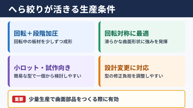 へら絞り加工の特徴と適した生産条件