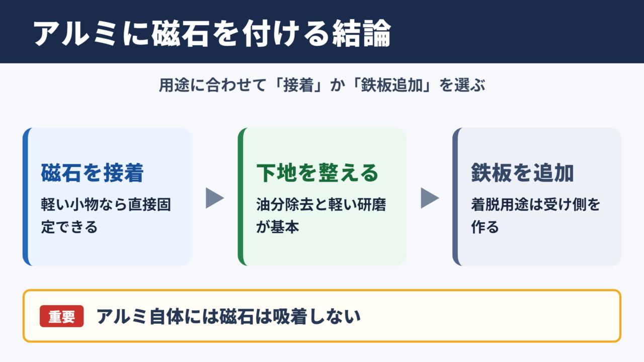 アルミに磁石を付ける方法の結論