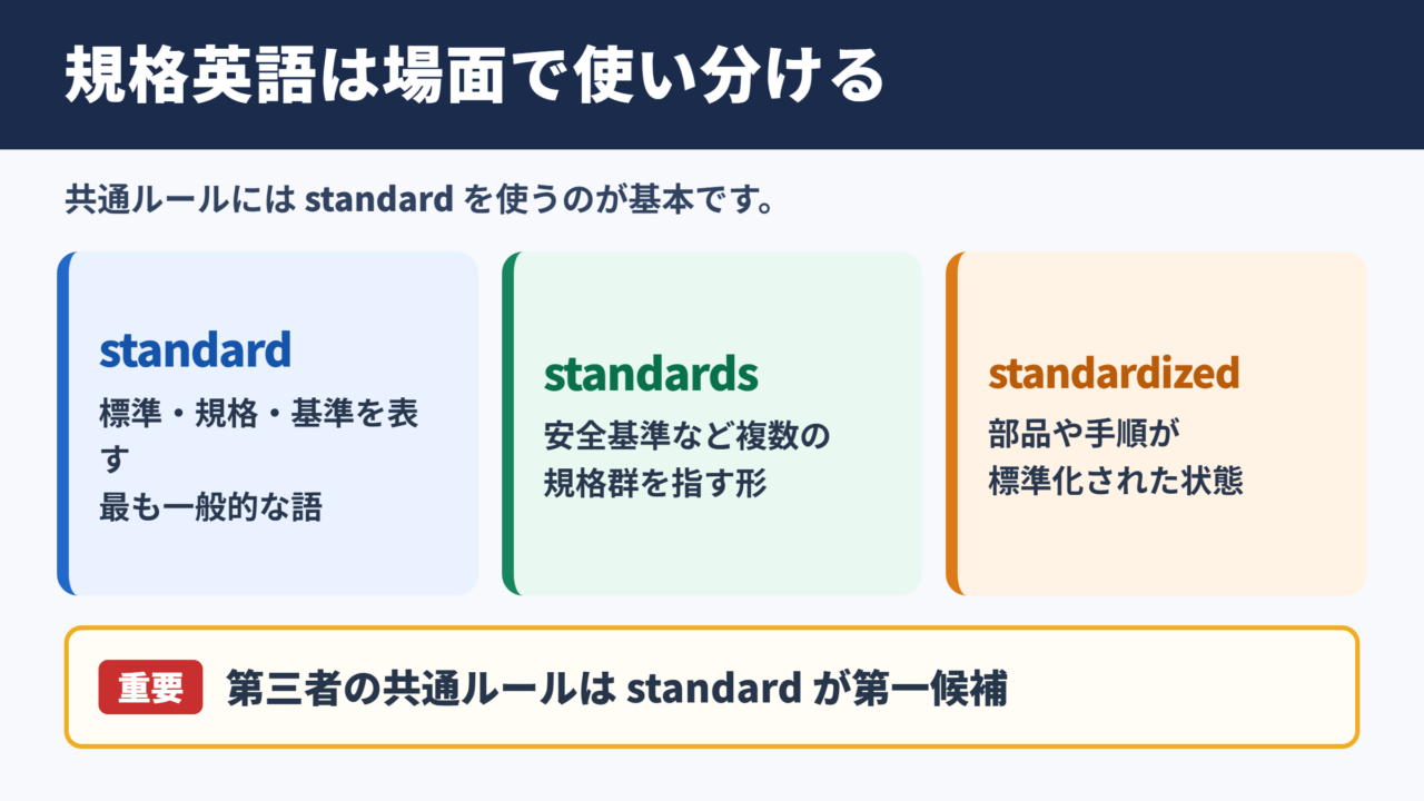 規格の英語表記一覧と場面別の使い分け