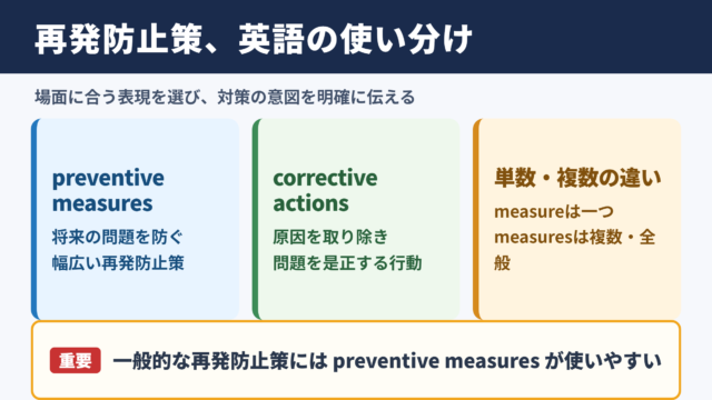 再発防止策の英語表現一覧
