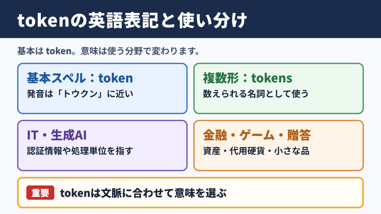 「トークン」の英語表記一覧と使い分け