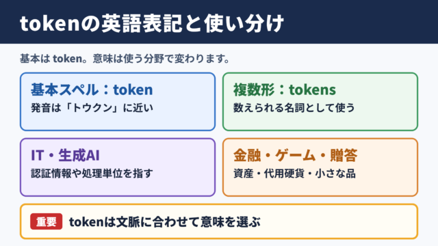 「トークン」の英語表記一覧と使い分け