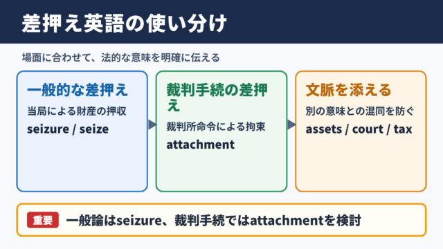 差押えの英語表記と使い分け