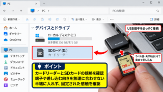 Windows11でカードリーダーを使う手順 - カードリーダーとSDカードの接続準備