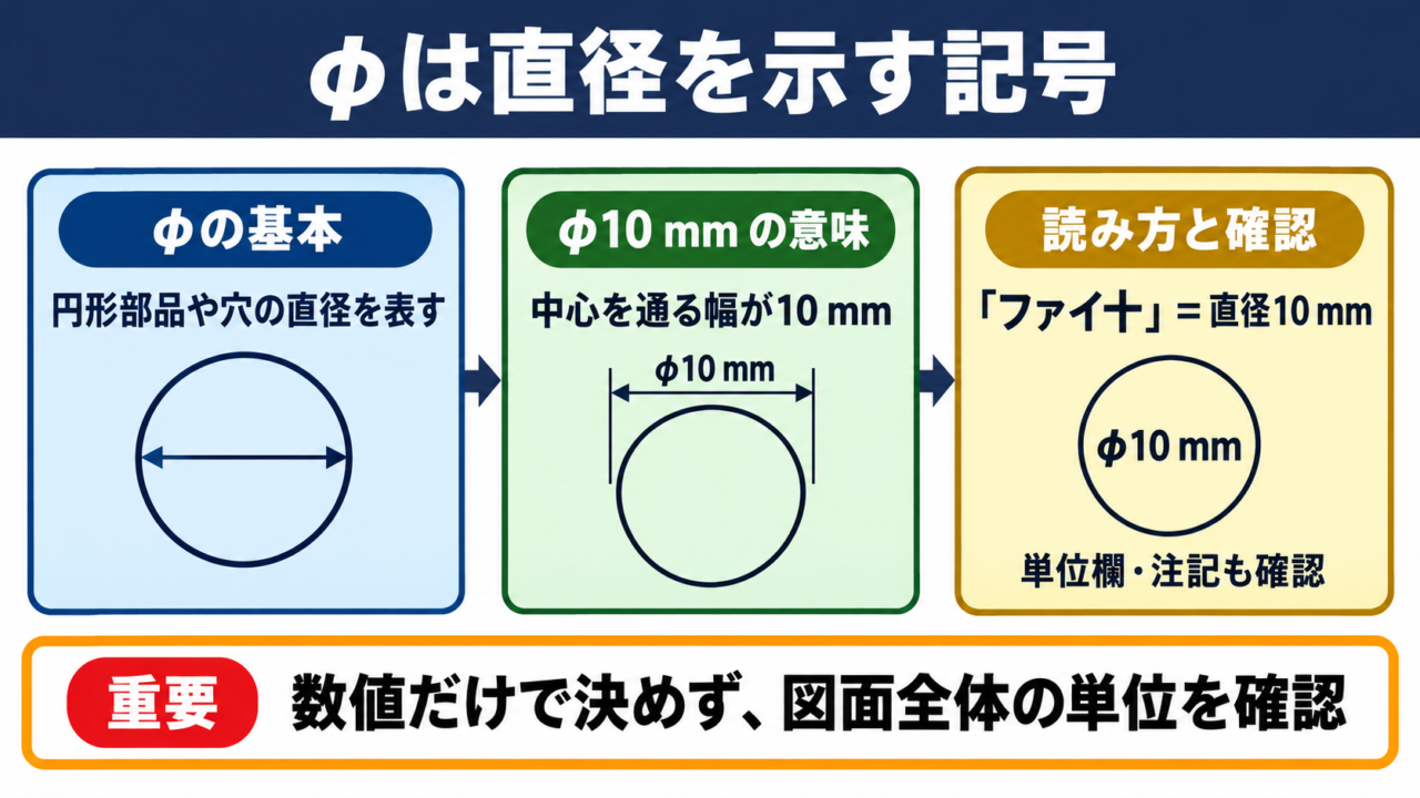 φの意味と直径を示す記号